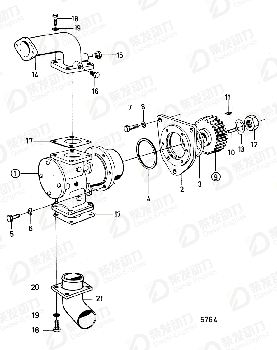 VOLVO Pipe elbow 842866 Drawing